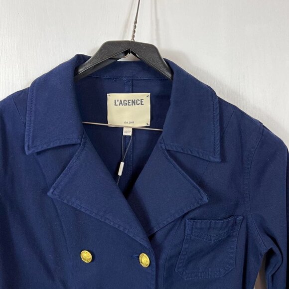 L'AGENCE Allison double-breasted cotton-blend gabardine jacket - Picture 3 of 12